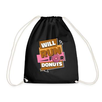 Will Run For Donuts Doughnut Maker Glazed Lover - Drawstring Bag - black - Front