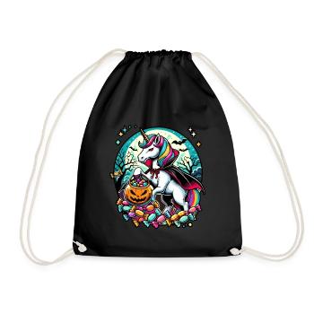 Funny Vampire Unicorn Loves Candy - Drawstring Bag - black - Front