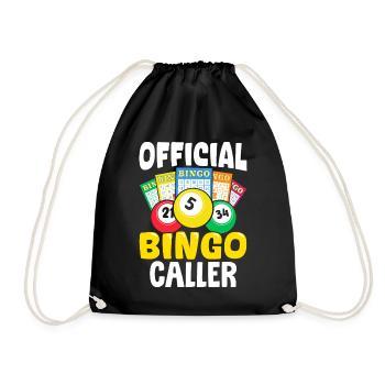 Official Bingo Caller Casino Gambling Funny Bingo - Drawstring Bag - black - Front