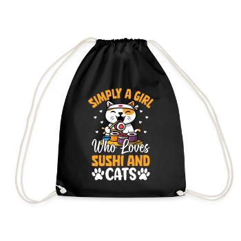 Simplement une fille qui aime les sushis et les chats drôles - Sac de sport léger - noir - Devant