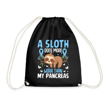 Sloth Diabetes Awareness T1D Blue Ribbon Funny - Drawstring Bag - black - Front
