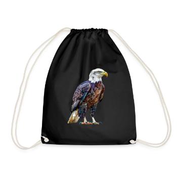 Adler Motiv Tier Tierliebhaber Vogel Kunst Natur - Turnbeutel - Schwarz - Vorne
