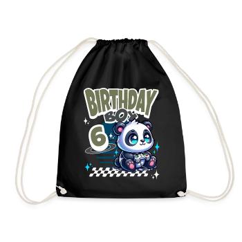 6ème anniversaire Enfants Anniversaire Gaming Panda - Sac de sport léger - noir - Devant