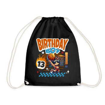 Basketball 13th Birthday - Drawstring Bag - black - Front