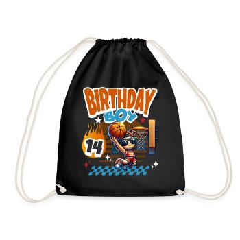 14e anniversaire de basket-ball - Sac de sport léger - noir - Devant