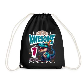 T Rex Dinosaure 1er Anniversaire Enfants Anniversaire - Sac de sport léger - noir - Devant