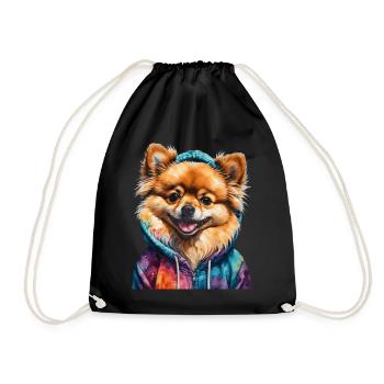 Loulou de Poméranie Sweat à capuche de Poméranie Imprimé chien - Sac de sport léger - noir - Devant