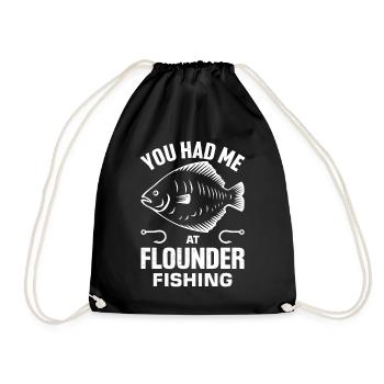 Flounder Fisherman Saying - Drawstring Bag - black - Front
