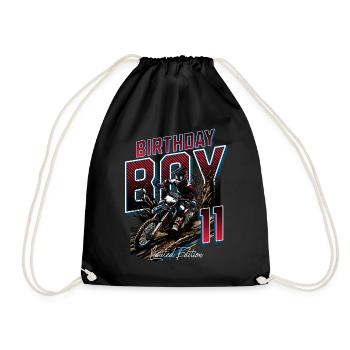 Motocross 11th Birthday - Drawstring Bag - black - Front