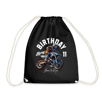 Motocross 11th Birthday - Drawstring Bag - black - Front