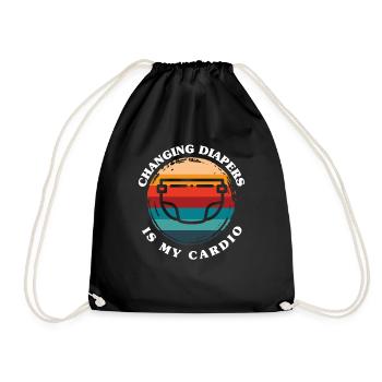 Changing diapers is my cardio daycare - Drawstring Bag - black - Front