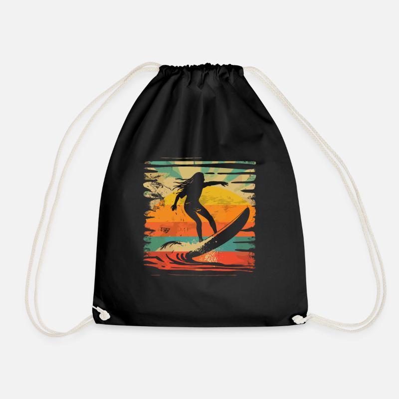 Retro Surferin - Turnbeutel - Schwarz