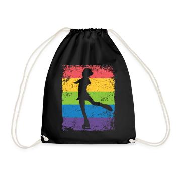 Figure Skating Figure Skating Ice Skating - Drawstring Bag - black - Front