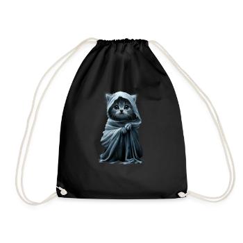Cute kitten as a ghost - Halloween scary fun - Drawstring Bag - black - Front