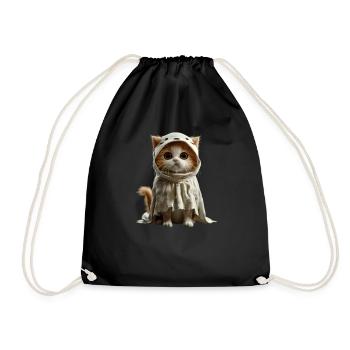 Cute Ghost Kitten - Halloween Disguise - Drawstring Bag - black - Front