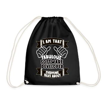 Software Developer Funny Saying Gift - Drawstring Bag - black - Front