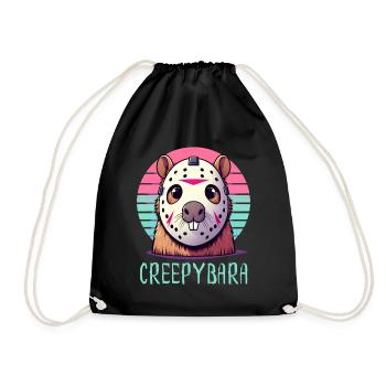 Capybara horror freak Funny horror movie fans - Drawstring Bag - black - Front