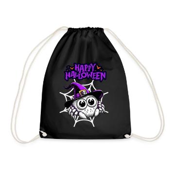 Happy Halloween Araignée Sorcière Sorcière Chapeau Enfants Drôle - Sac de sport léger - noir - Devant