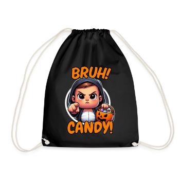 Bruh Candy Halloween Shirt – Funny Trick or Treat - Drawstring Bag - black - Front