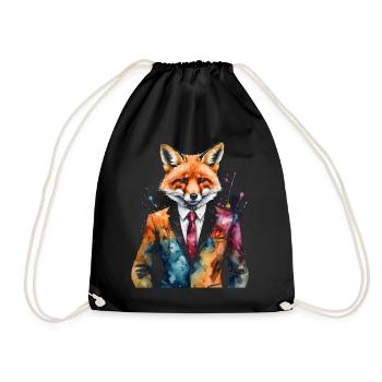 Fuchs Anzug Bunt Tier Design Print - Turnbeutel - Schwarz - Vorne