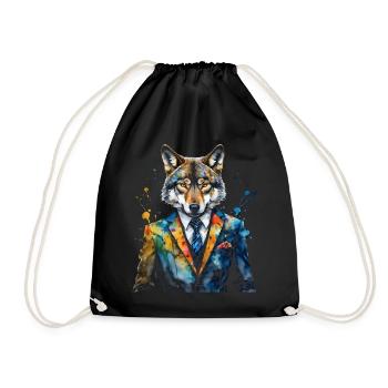 Costume de loup Imprimé coloré de design d’animaux - Sac de sport léger - noir - Devant