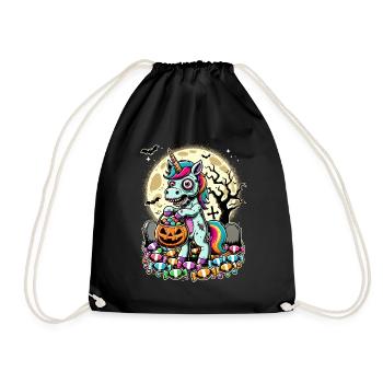 Drôle de licorne zombie aime les bonbons - Sac de sport léger - noir - Devant