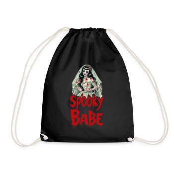 Spooky Babe Retro Bridal Horror Women's Costume - Drawstring Bag - black - Front