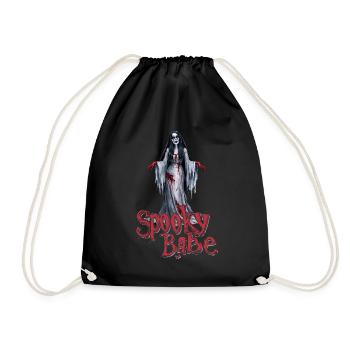 Spooky Babe Retro Bloody Women's Horror Costume - Drawstring Bag - black - Front