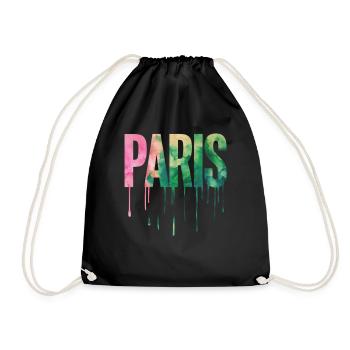 Paris Souvenir Watercolor - Drawstring Bag - black - Front