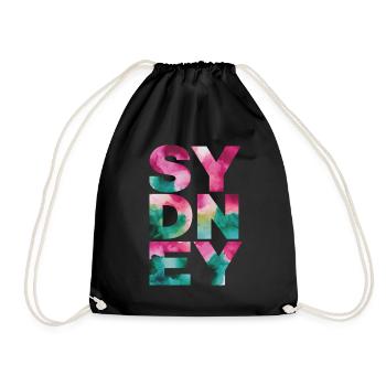Sydney Souvenir Bunt Aquarell Stil - Turnbeutel - Schwarz - Vorne