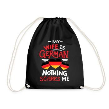 Deutsche Ehefrau Deutschland - Turnbeutel - Schwarz - Vorne