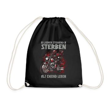 Biker Knight Design Better Die Standing - Drawstring Bag - black - Front