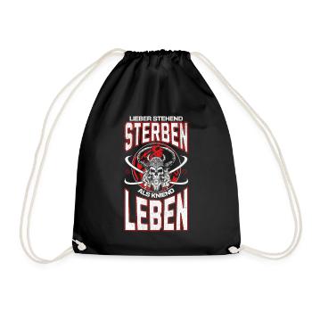 Viking Skull Prefer Standing Die Design 2024 - Drawstring Bag - black - Front