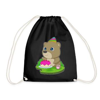 Gâteau d’anniversaire ours - Sac de sport léger - noir - Devant