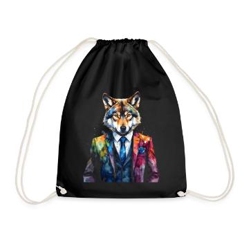 Costume de loup Imprimé coloré de conception d’animaux - Sac de sport léger - noir - Devant