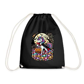 Funny Vampire Unicorn Loves Candy - Drawstring Bag - black - Front