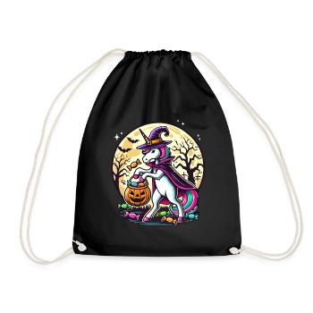 Funny Unicorn Witch Loves Candy - Drawstring Bag - black - Front