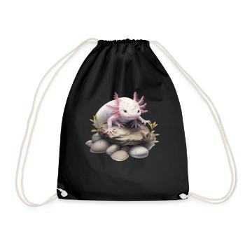 Axolotl Motif Tail Lurch Animal Lover Headphones - Drawstring Bag - black - Front