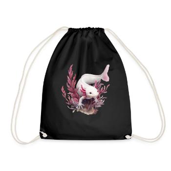Axolotl Motif Tail Lurch Animal Lover Headphones - Drawstring Bag - black - Front