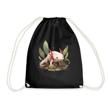Axolotl Motif Tail Lurch Animal Lover Headphones - Drawstring Bag - black - Front