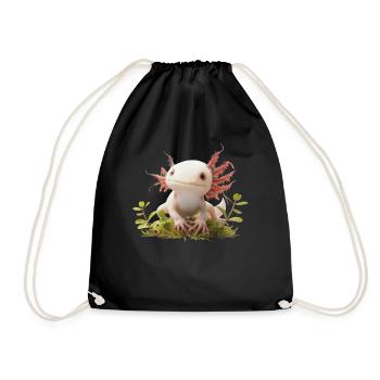 Axolotl Motif Tail Lurch Animal Lover Headphones - Drawstring Bag - black - Front
