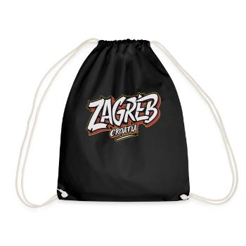 Zagreb Croatia Souvenir - Turnbeutel - Schwarz - Vorne