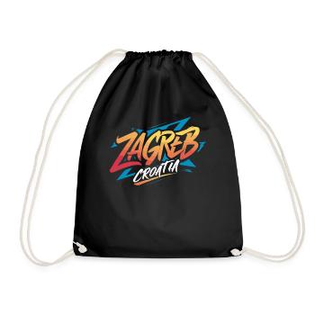Zagreb Croatia Souvenir - Turnbeutel - Schwarz - Vorne