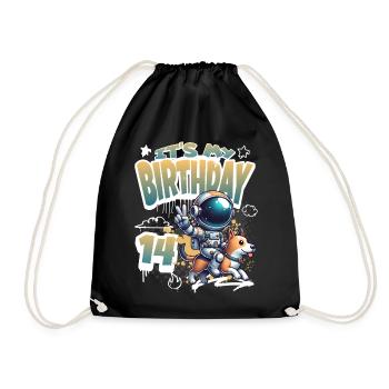 Astronaute 14e anniversaire Chien de l'espace drôle - Sac de sport léger - noir - Devant