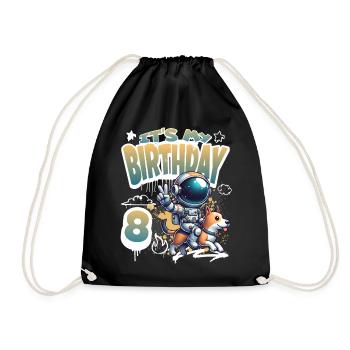 Astronaute 8e anniversaire Chien de l'espace drôle - Sac de sport léger - noir - Devant