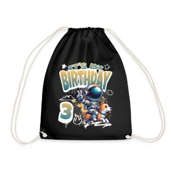 Astronaute 3e anniversaire Chien de l'espace drôle - Sac de sport léger - noir - Devant