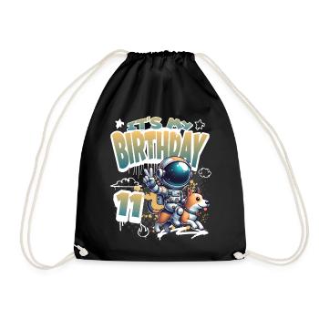 Astronaute 11e anniversaire Chien de l'espace drôle - Sac de sport léger - noir - Devant