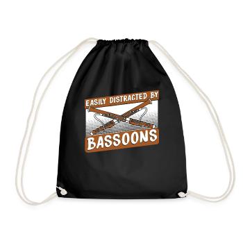Easily Distracted By Bassoons Aerophone Music - Drawstring Bag - black - Front