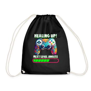 Healing Up Next Level Awaits Gamer Gaming Nerd - Turnbeutel - Schwarz - Vorne