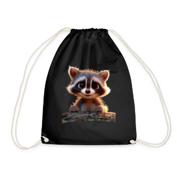 Raccoon Raccoon I Love Little Cute Raccoon - Drawstring Bag - black - Front